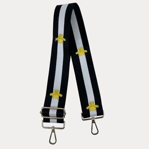 Striped Interchangeable Woven Bag Strap black and gold bees